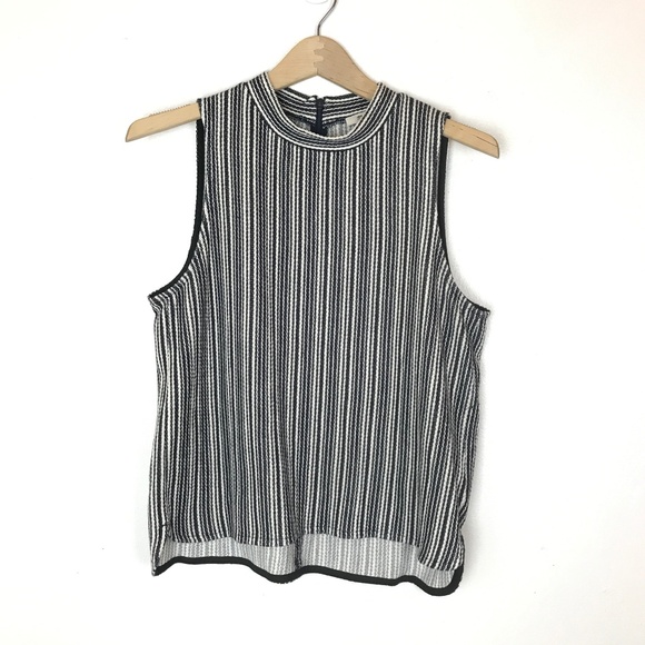 Madewell Tops - Madewell Navy Striped Sleeveless Mock Neck Top